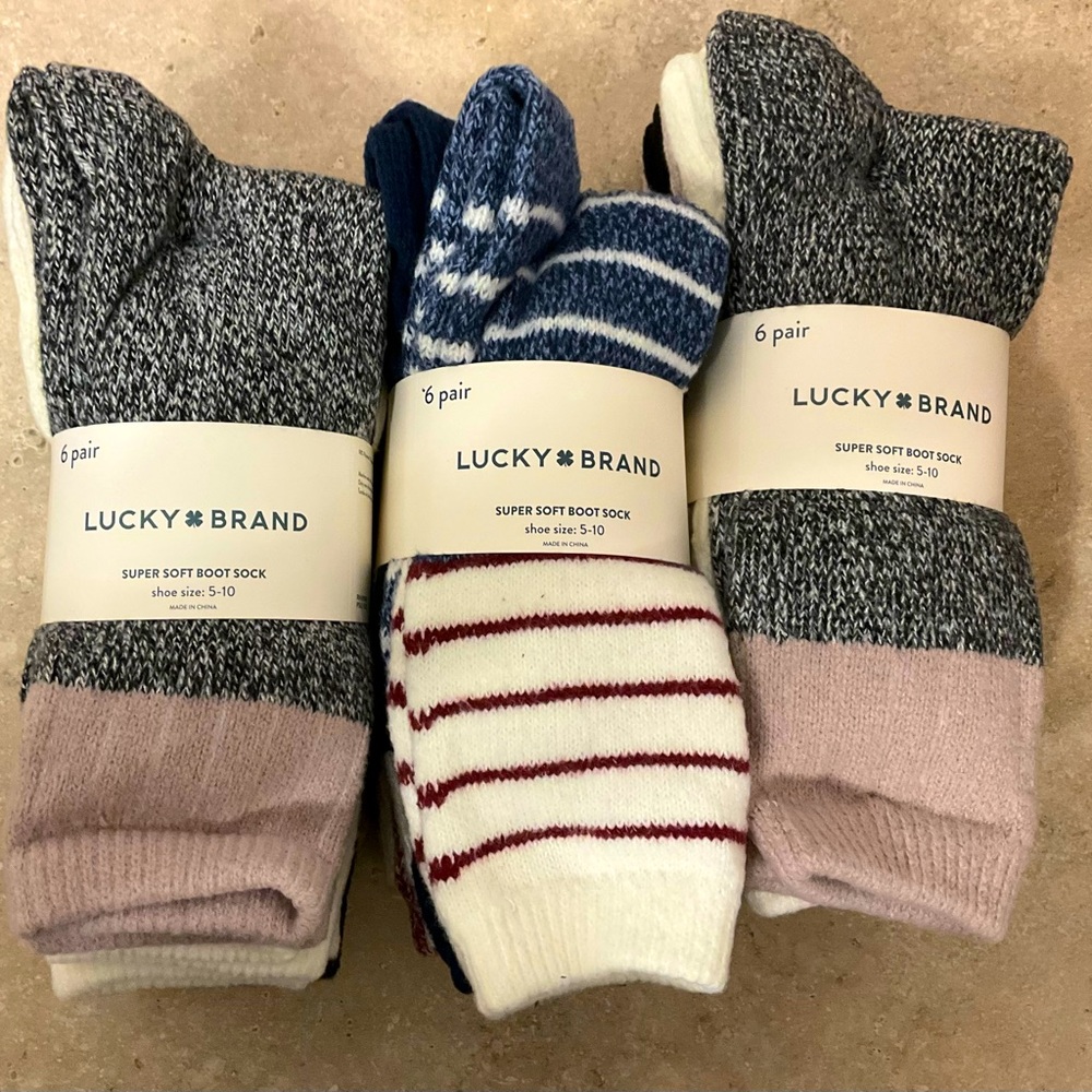 Lucky Brand Super Soft Boot Socks Shoe Size: 5-10-Price is Per Pair
